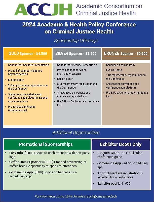 ACCJH Conference 2024 Academic Consortium On Criminal Justice Health   2024 ACCJH Sponsorship Doc 